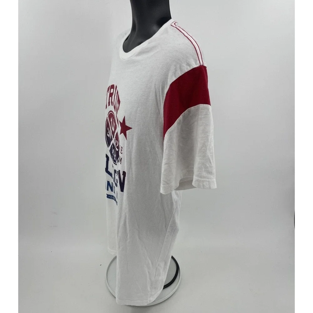 True Religion TShirt Mens SizeXL Short Sleeve Football Crew Neck Red White Black